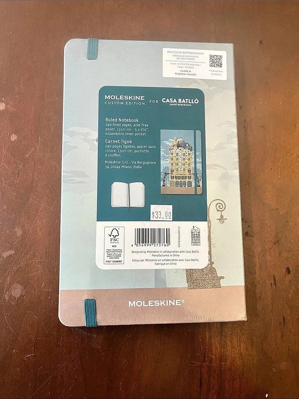 Moleskine Casa Batllo Custom Edition Notebook Blue & Gray NWT